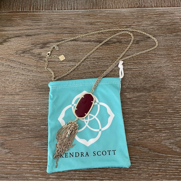 Kendra Scott Jewelry - Kendra Scott Gold Necklace with burgundy Pendant
